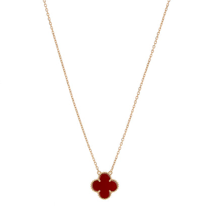 Van Cleef & Arpels 18K Yellow Gold Carnelian Vintage Alhambra Pendant Necklace 1 of 6