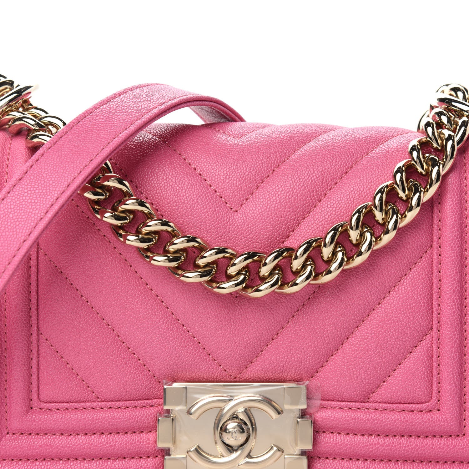 Chanel Caviar Chevron Quilted Small Boy Flap Dark Pink 9 of 12