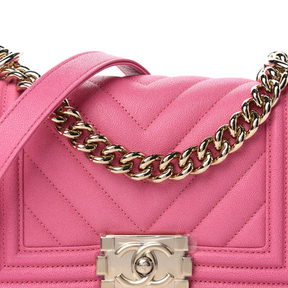 Chanel Caviar Chevron Quilted Small Boy Flap Dark Pink 9 of 12