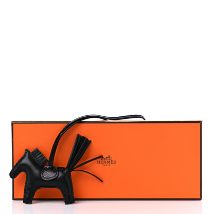 Hermes Milo Lambskin Lizard Touch Grigri Rodeo Horse Bag Charm PM So Black 4 of 4