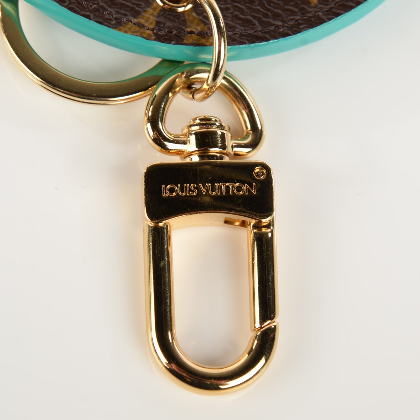 Monogram Illustre V Bag Charm Key Ring Turquoise