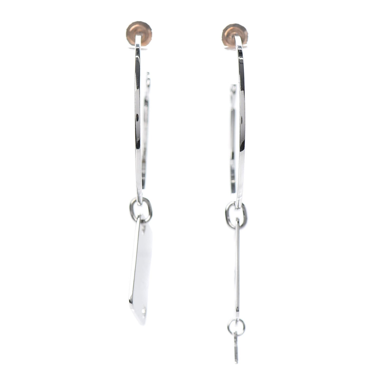 Heart Tag Hoop Earrings Silver