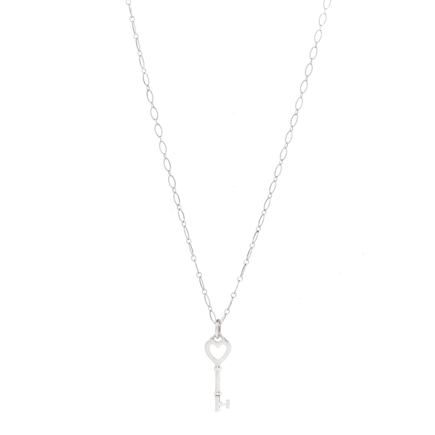 Tiffany Sterling Silver Mini Heart Key Pendant Necklace 1 of 6