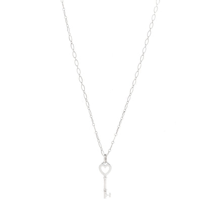 Tiffany Sterling Silver Mini Heart Key Pendant Necklace 1 of 6