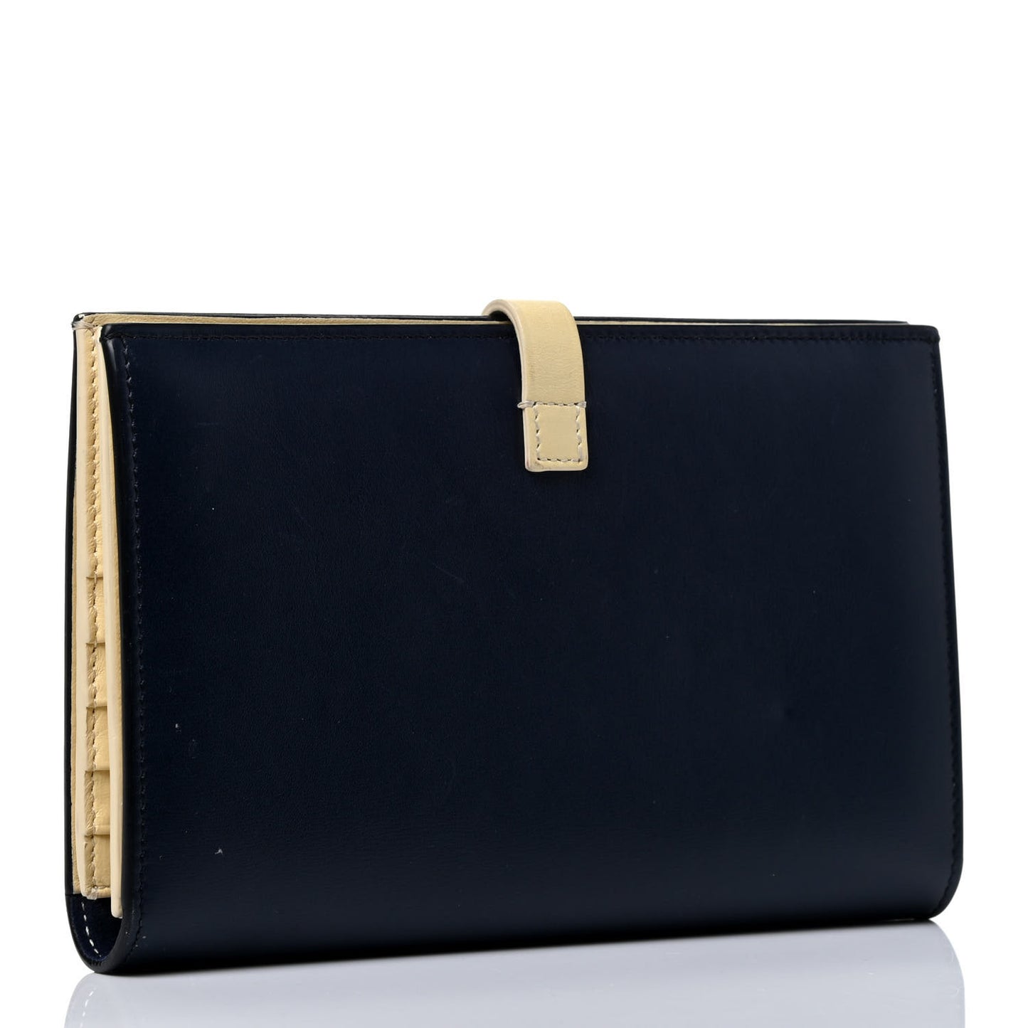 Smooth Calfskin Large Multifunction Strap Wallet Dark Blue