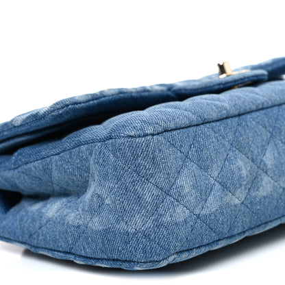 Chanel Denim Quilted Medium Double Flap Blue 9 of 10