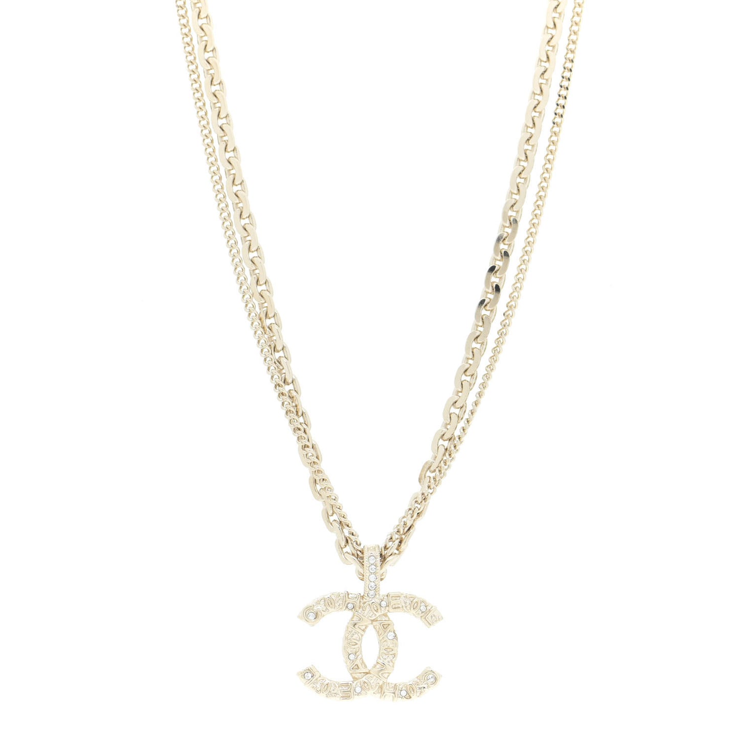 Crystal CC Multi Strand Chain Necklace Gold