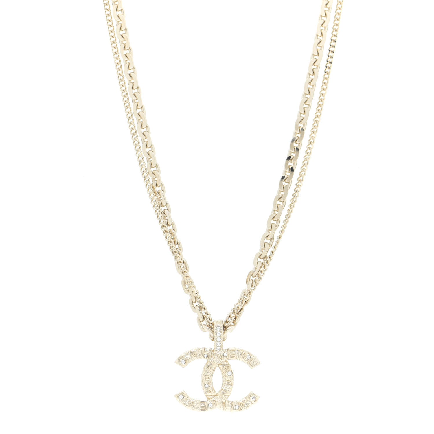 Chanel Crystal CC Multi Strand Chain Necklace Gold 1 of 6