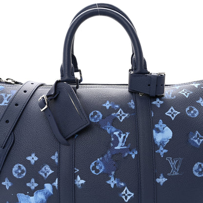 Louis Vuitton Monogram Ink Watercolor Keepall Bandouliere 40 Blue 4 of 8