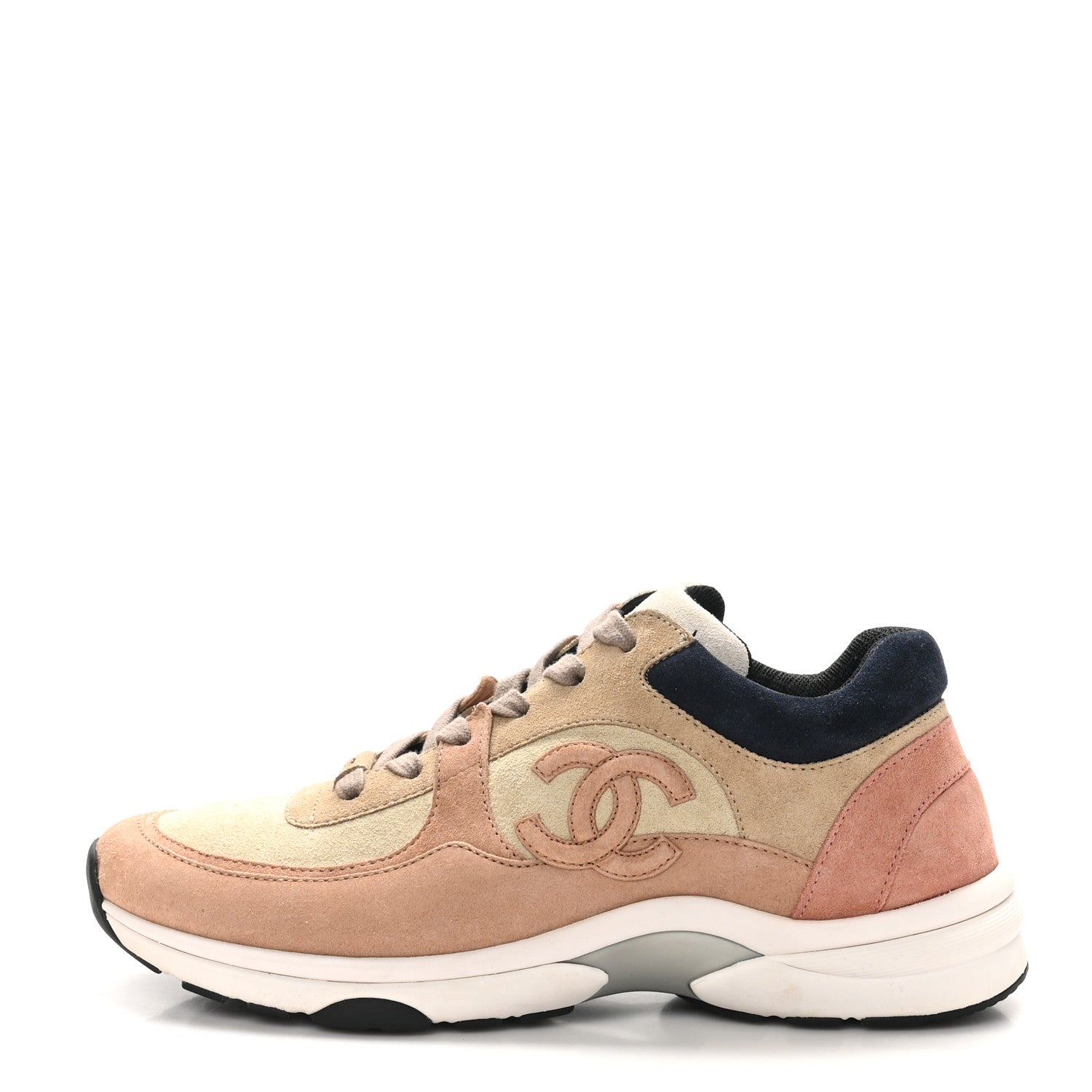 Chanel Nylon Lambskin Suede Calfskin CC Sneakers 40 Tan 1 of 8