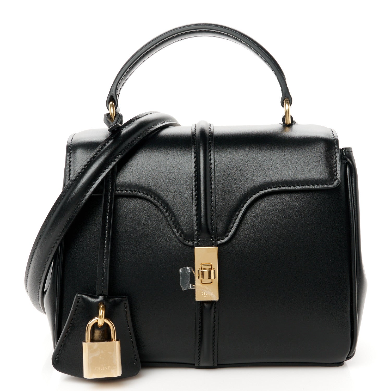 Celine Satinated Calfskin Mini 16 Top Handle Bag Black 1 of 11