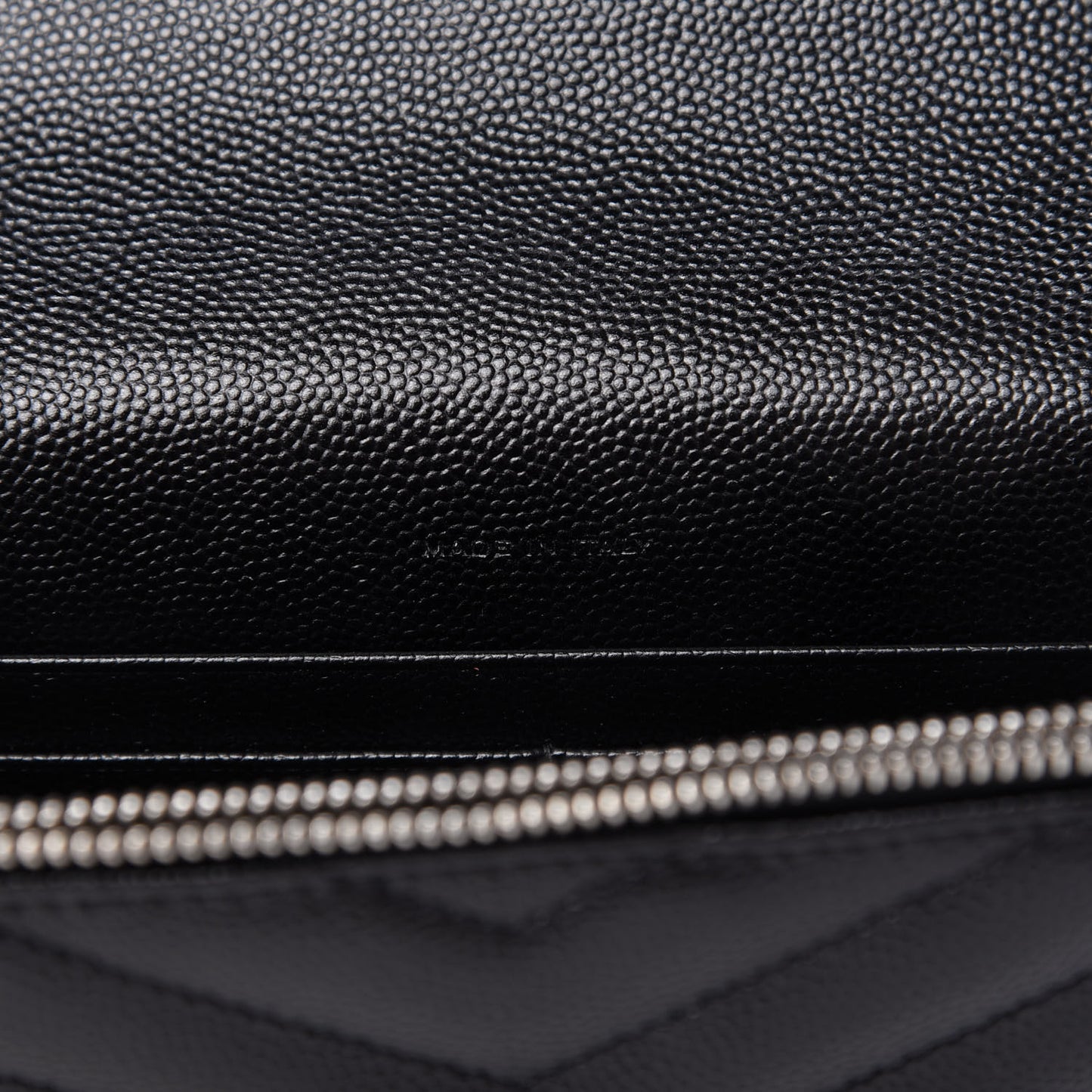 Grain De Poudre Matelasse Chevron Monogram Envelope Chain Wallet Black