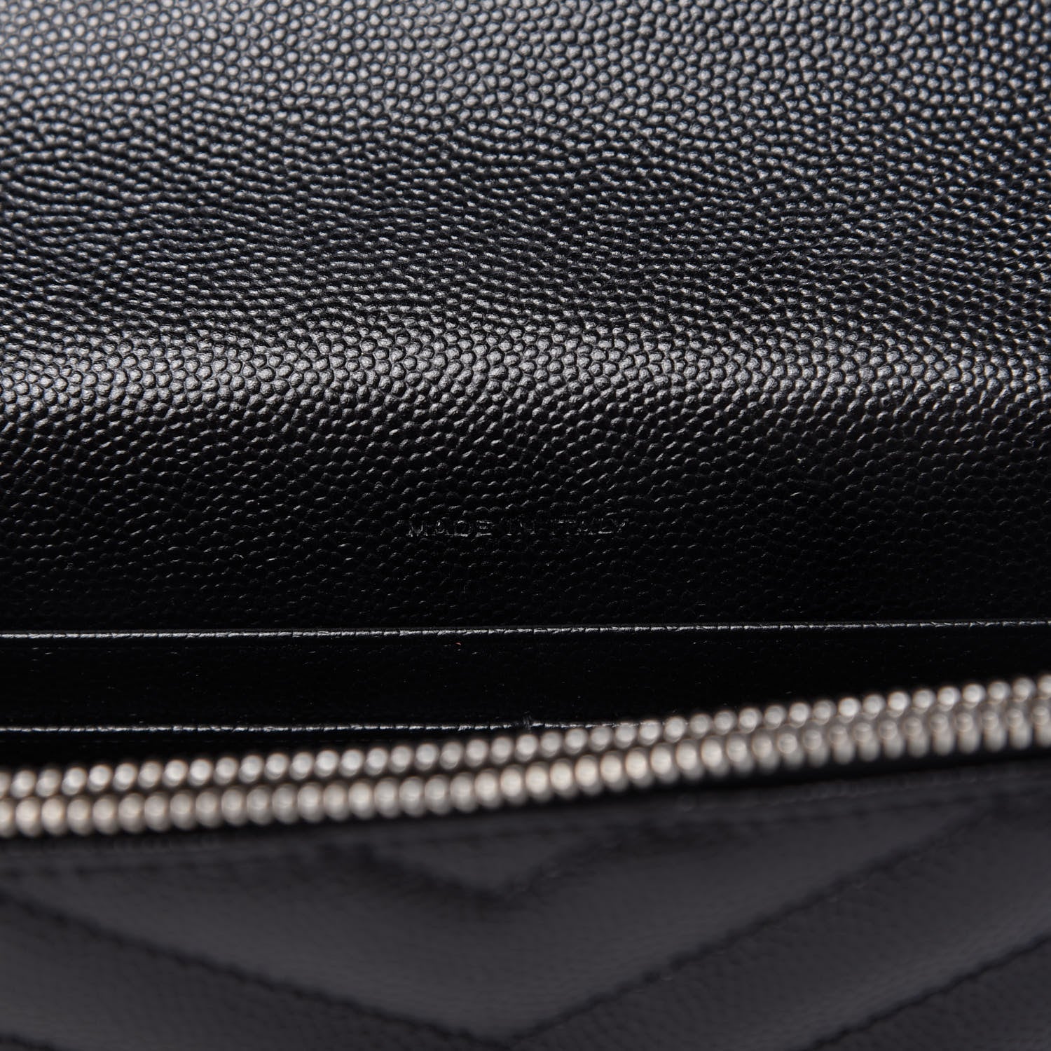 Saint Laurent Grain De Poudre Matelasse Chevron Monogram Envelope Chain Wallet Black 9 of 11