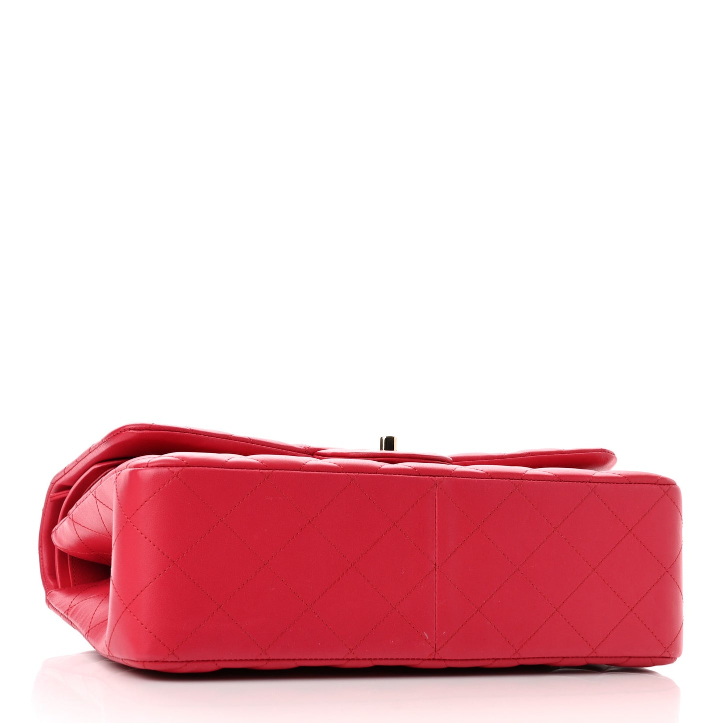 Lambskin Quilted Jumbo Double Flap Red