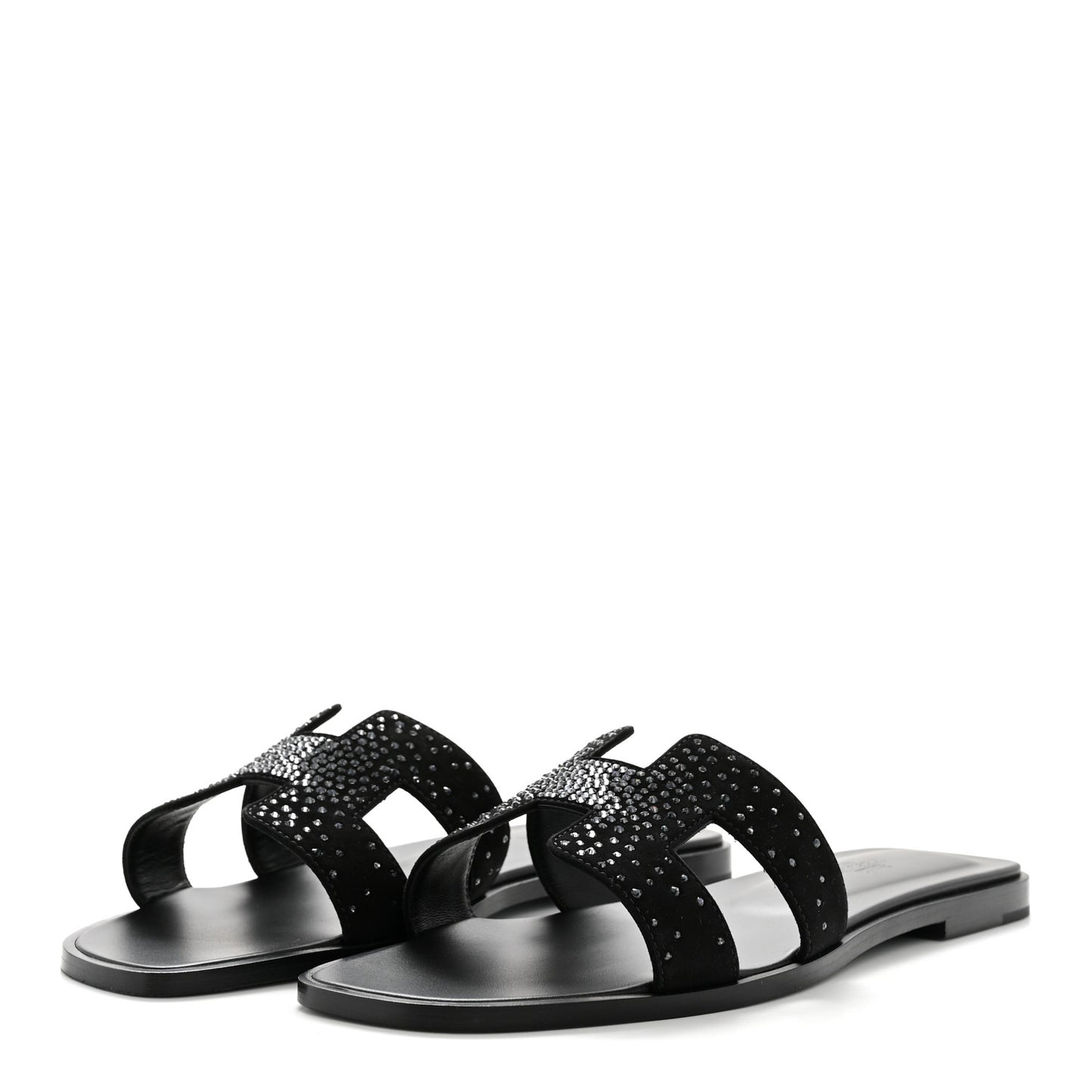 Suede Crystal Embellished Oran Sandals 40 Black