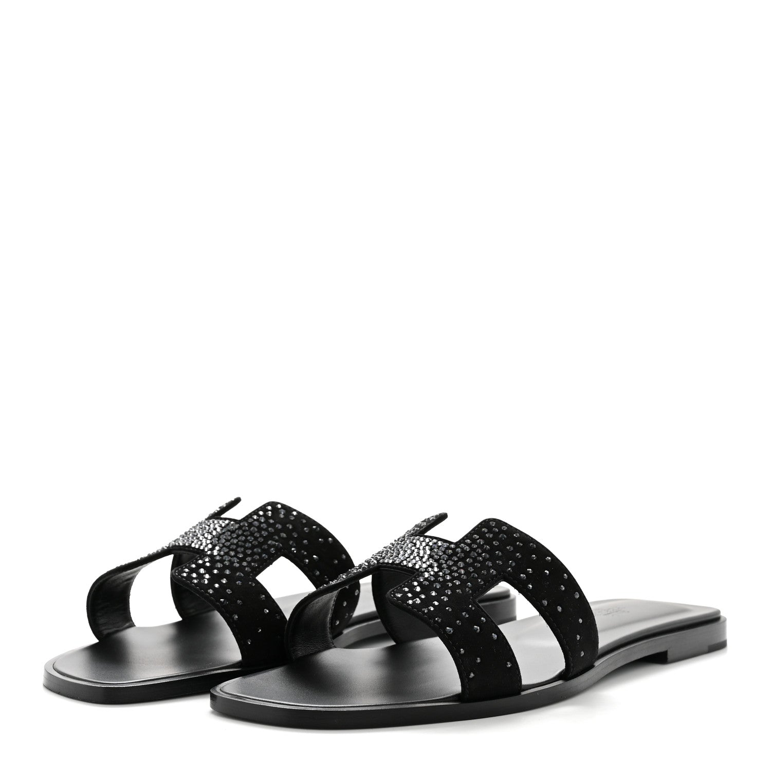Hermes Suede Crystal Embellished Oran Sandals 40 Black 4 of 10
