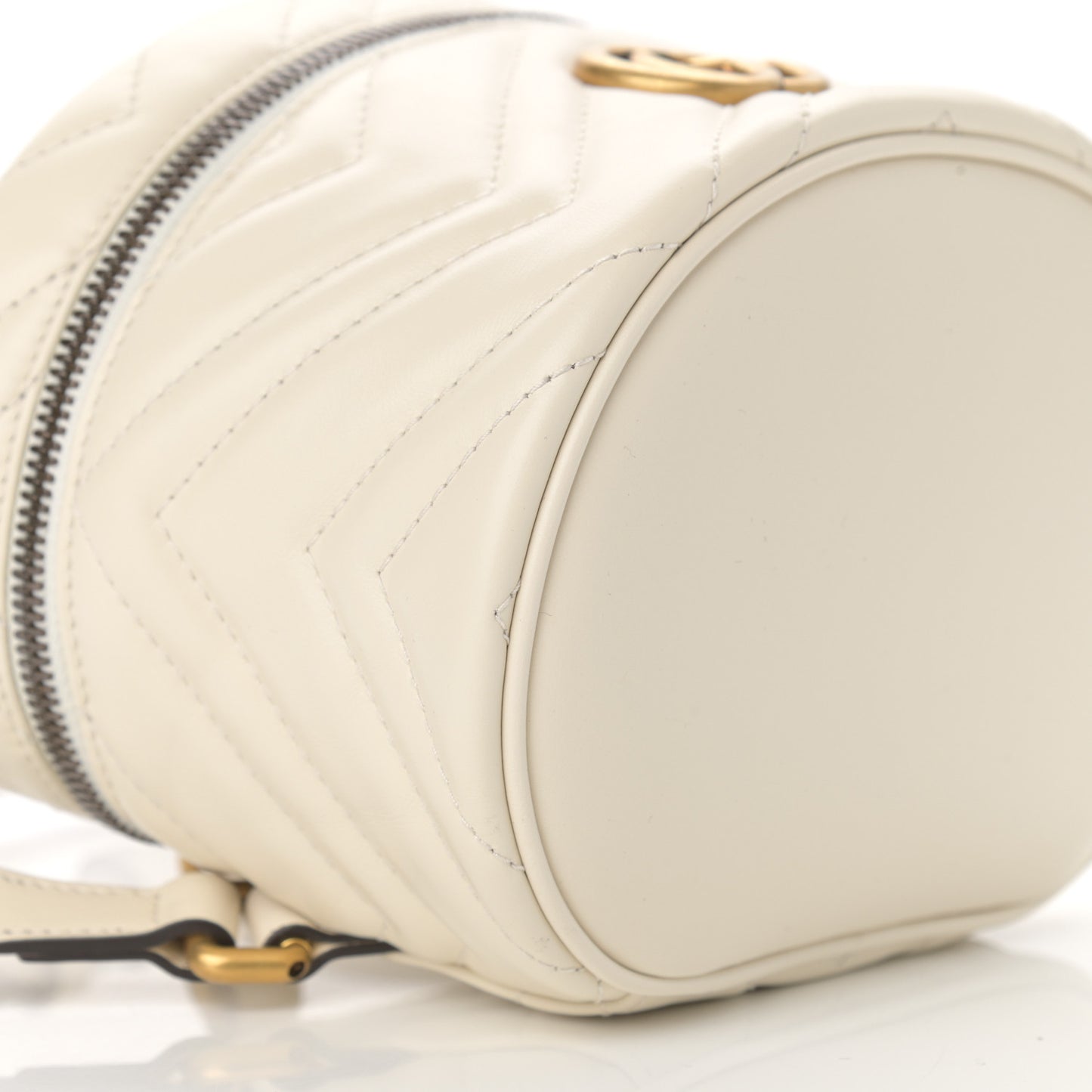 Calfskin Matelasse Mini GG Marmont Round Backpack White