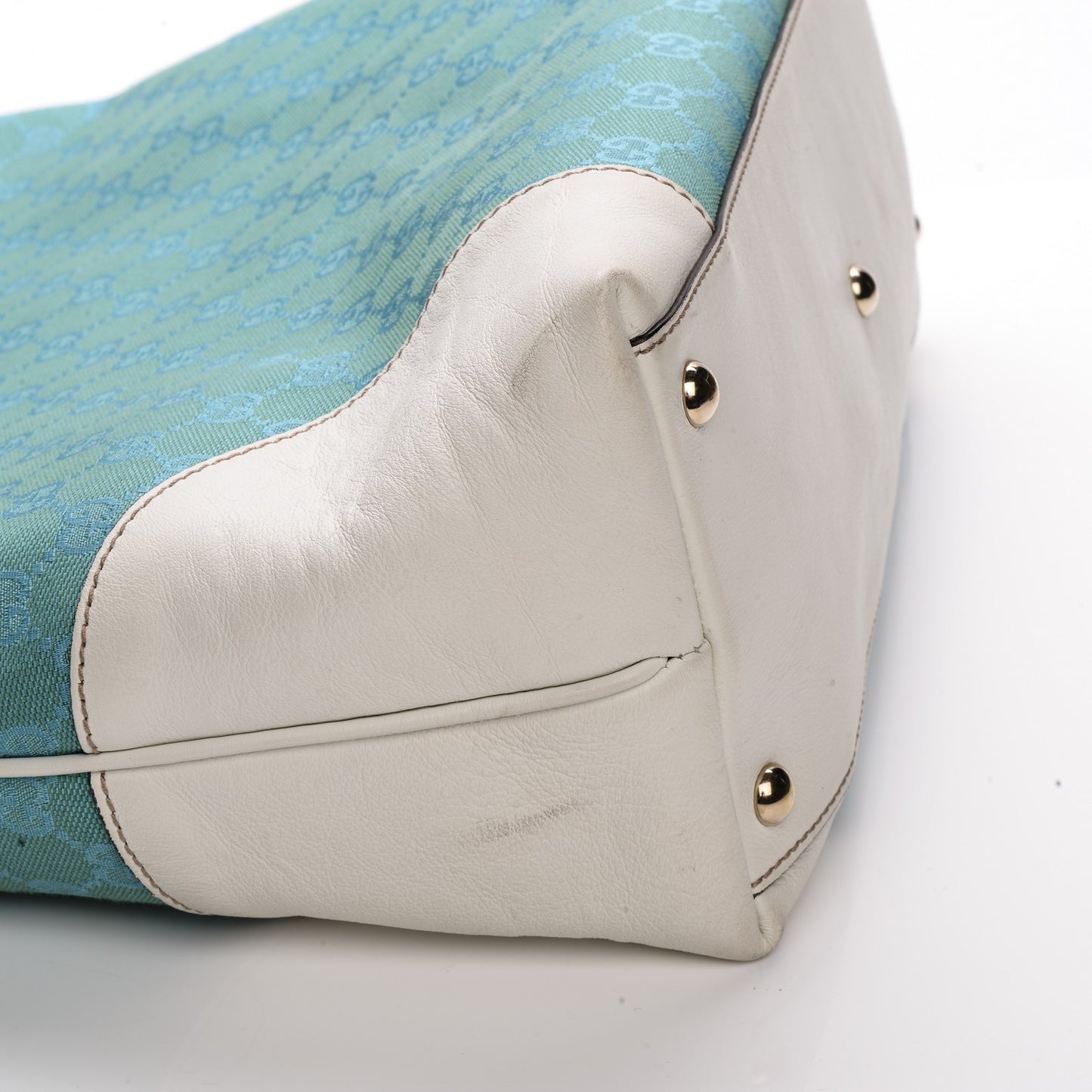 Monogram Tote Turquoise White