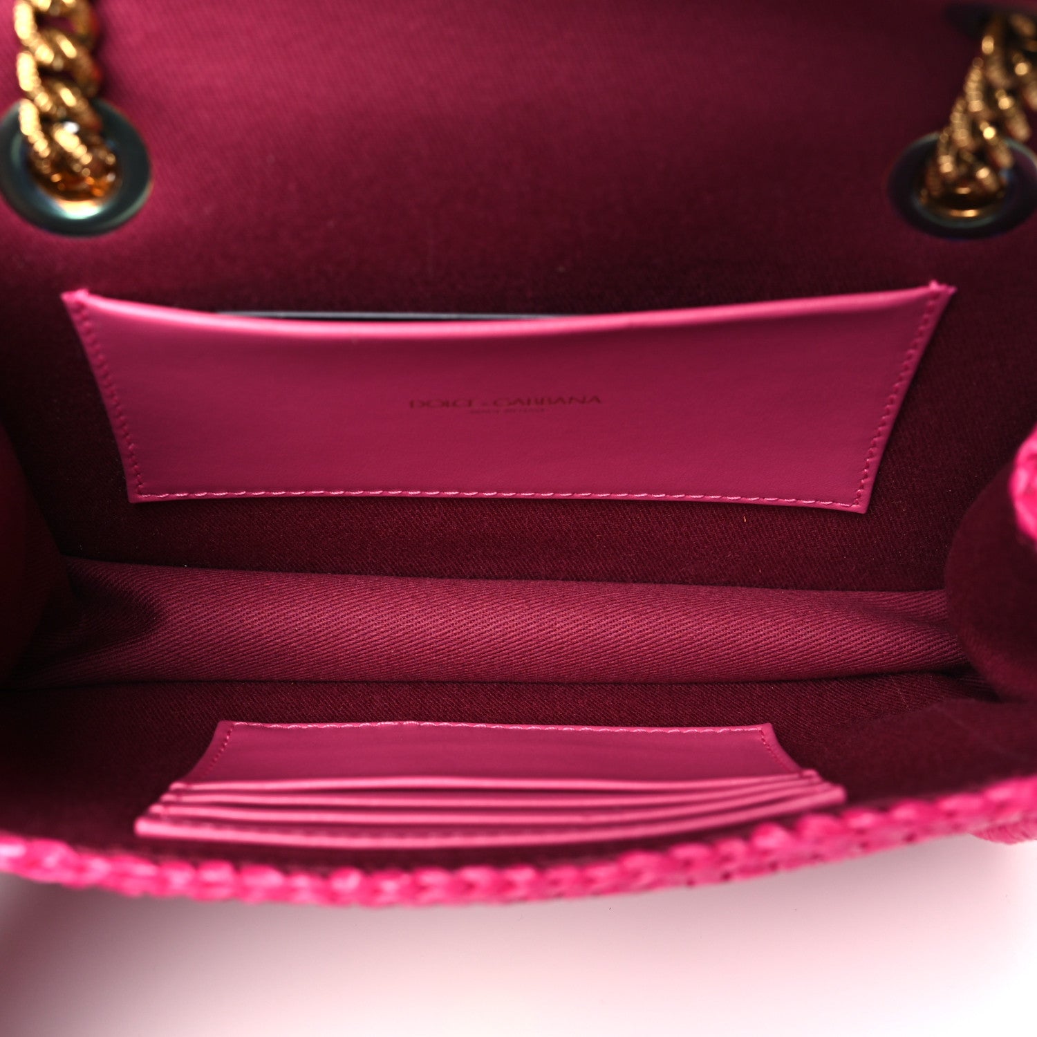 Dolce & Gabbana Raffia Woven Devotion Envelope Shoulder Bag Pink 5 of 9
