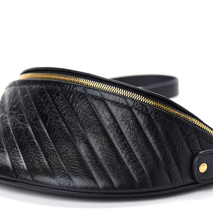 Balenciaga Shiny Goatskin Allover Logo Embossed XXS Souvenir Belt Bag Black 9 of 9