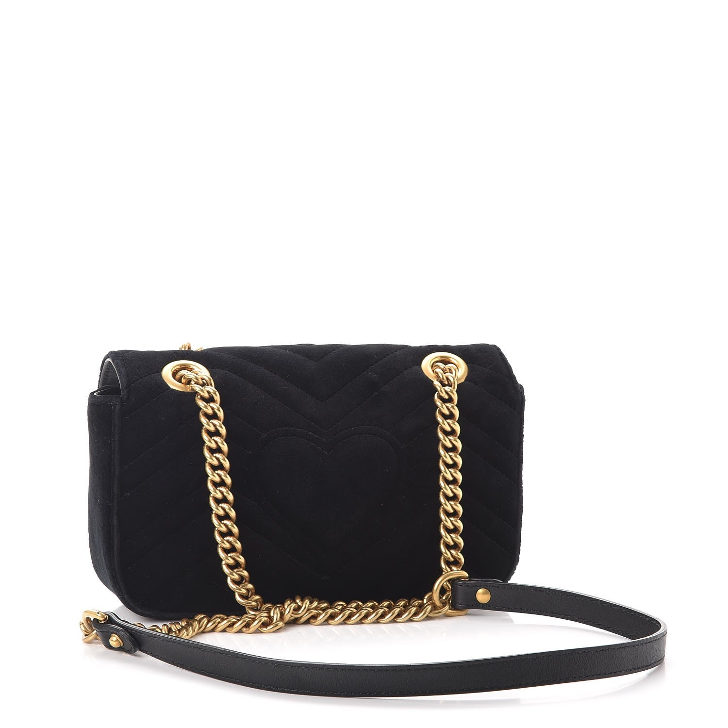 Gucci Velvet Matelasse Mini GG Marmont Shoulder Bag Black 3 of 9