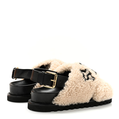 Louis Vuitton Shearling Paseo Sandals 37 Black 4 of 10
