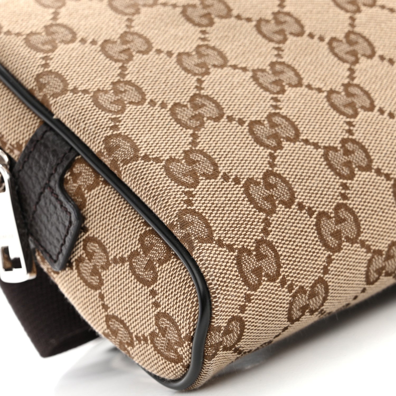 Gucci Monogram Dollar Calfskin Belt Bag Beige Ebony Testa di Moro Marrone Scuro 9 of 11