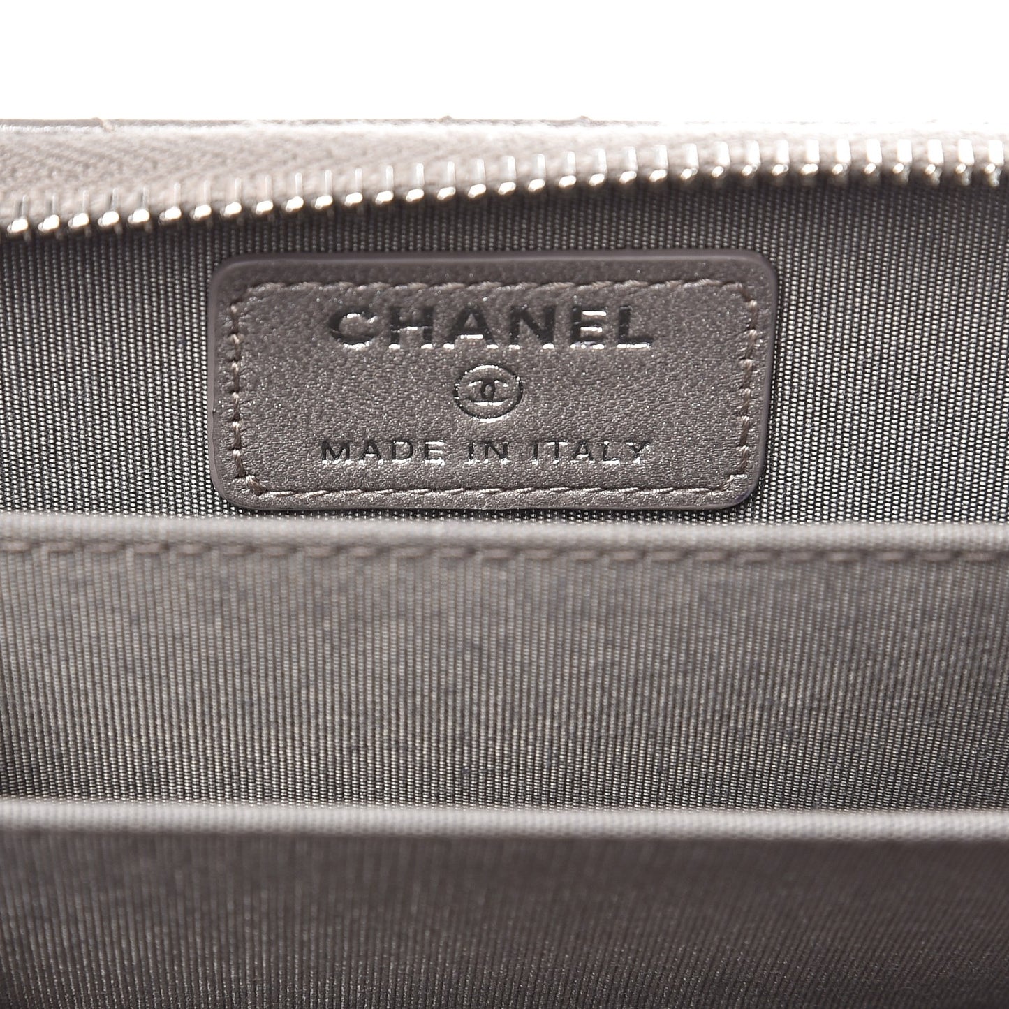 Metallic Lambskin Quilted Zip Around Coin Purse Grey