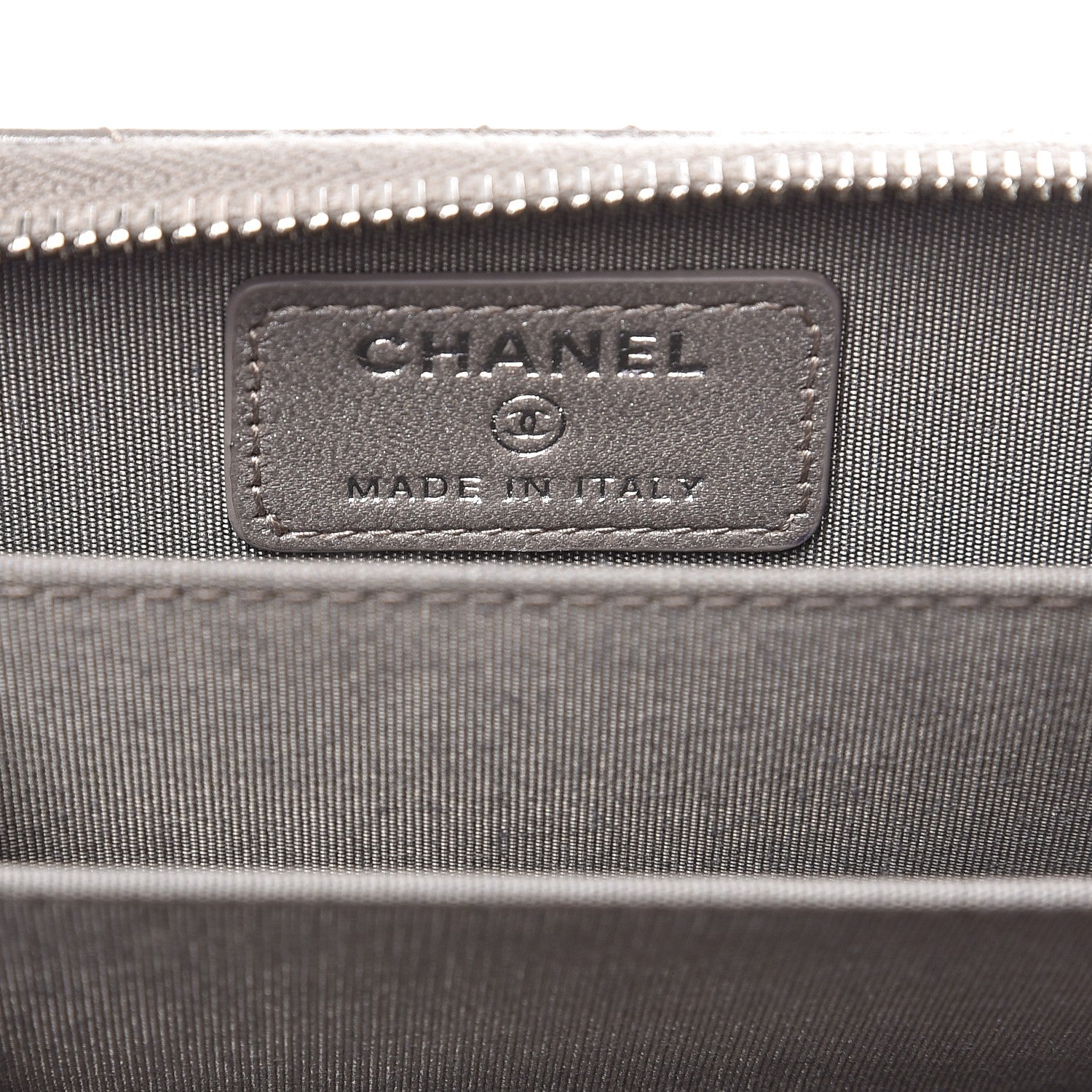 Chanel Metallic Lambskin Quilted Zip Around Coin Purse Grey 6 of 7