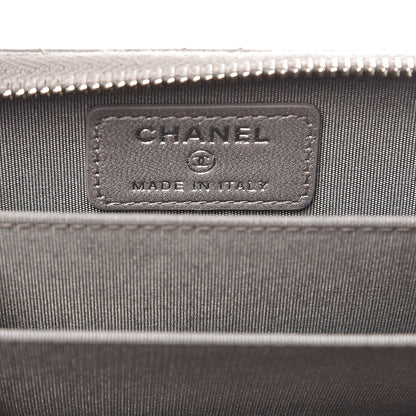 Chanel Metallic Lambskin Quilted Zip Around Coin Purse Grey 6 of 7