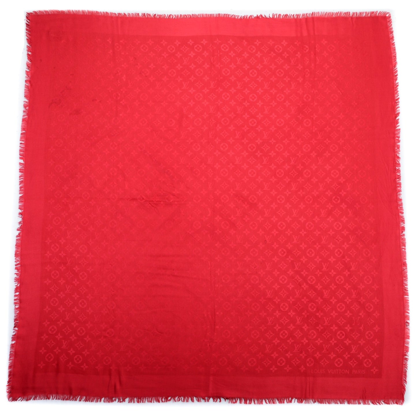 Silk Wool Monogram Shawl Pomme D'Amour