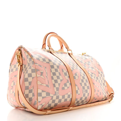 Louis Vuitton Damier Azur Tahitienne Keepall Bandouliere 50 Rose Ballerine 2 of 13
