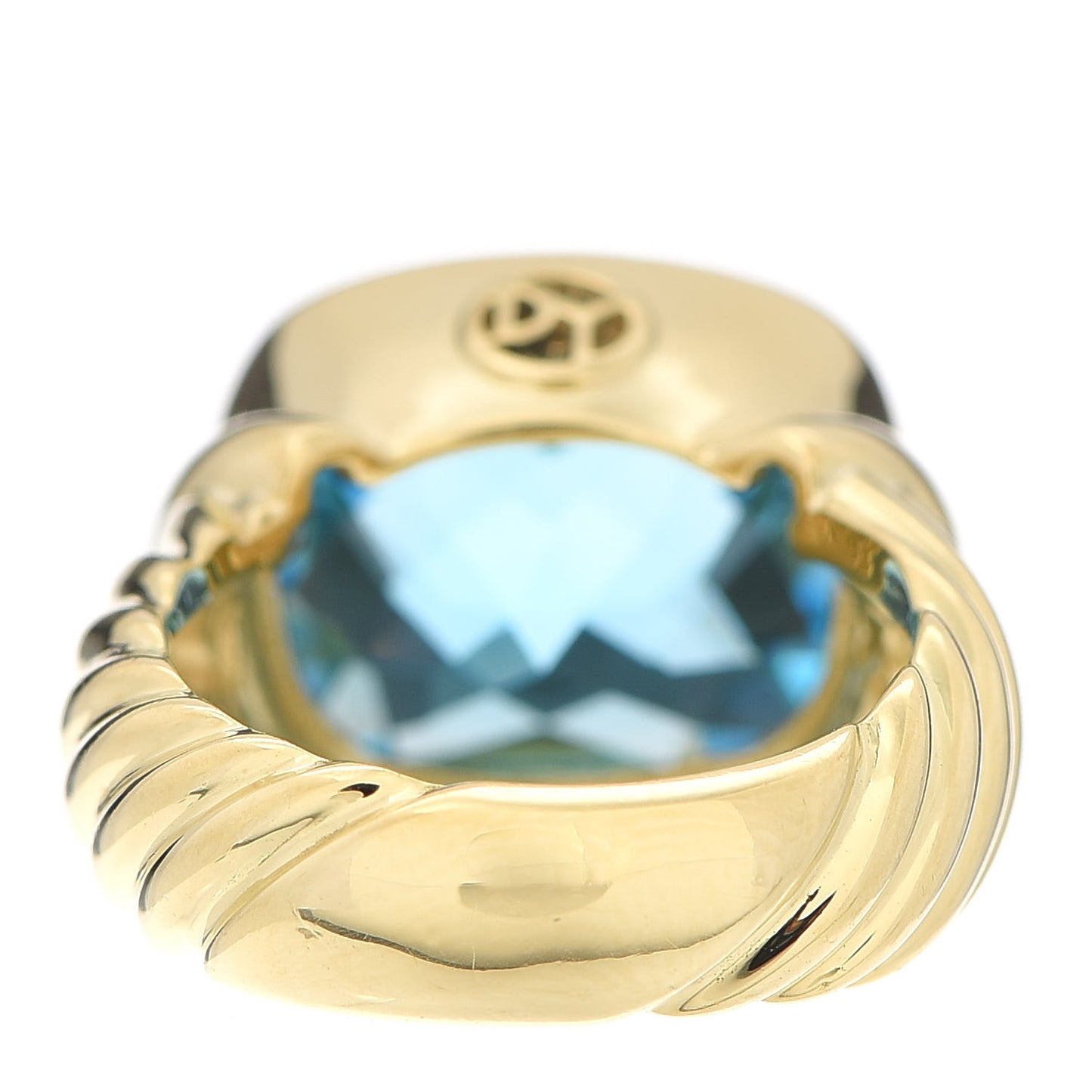 18K Yellow Gold Blue Topaz 11mm Noblesse Ring 52 6