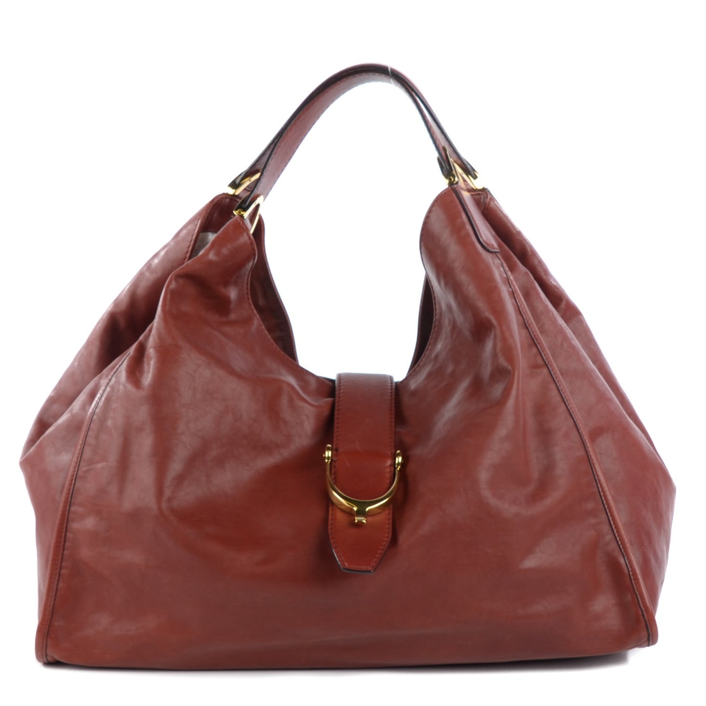 Calfskin Large Soft Stirrup Shoulder Bag Red