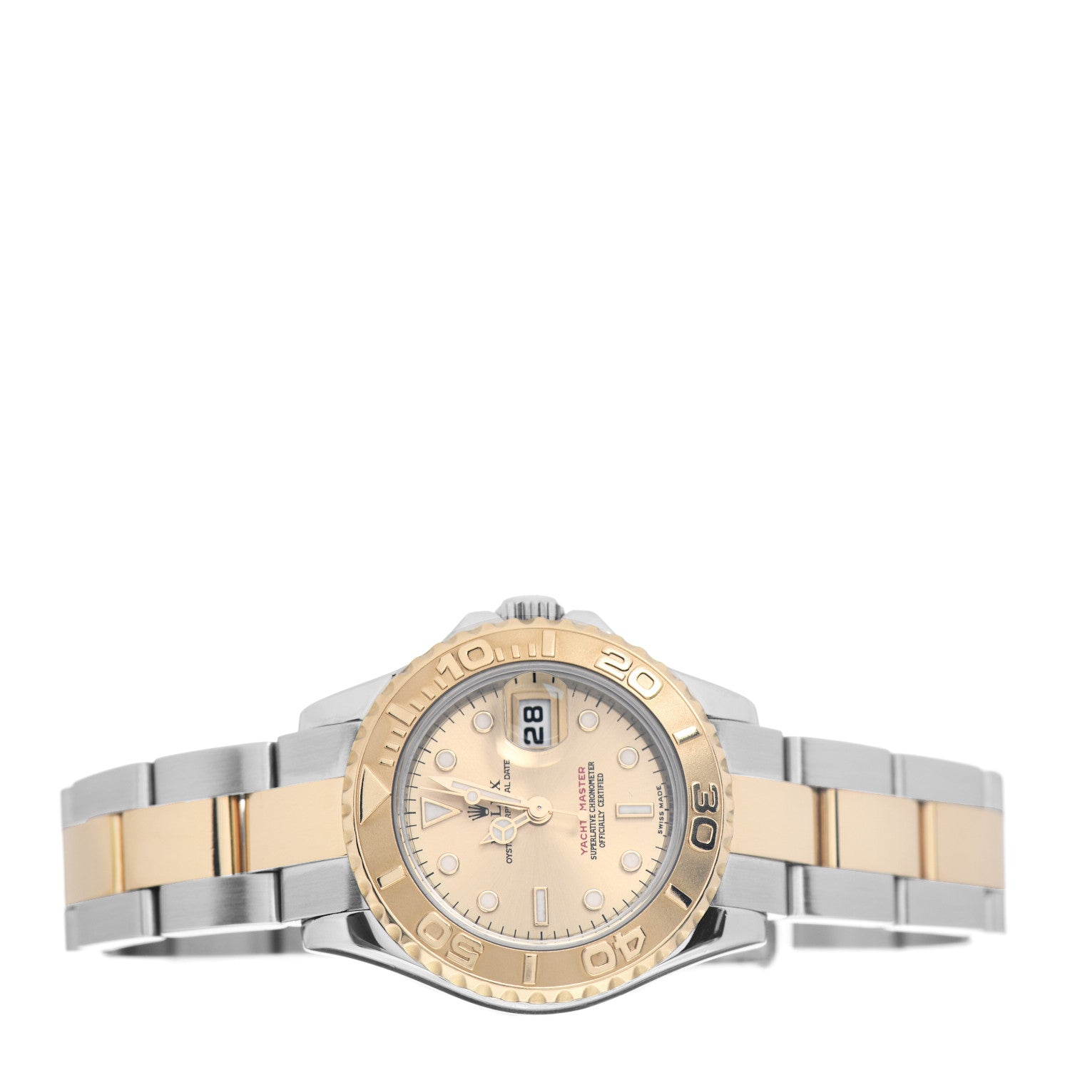 Rolex Stainless Steel 18K Yellow Gold 29mm Oyster Perpetual Date Yacht-Master Watch Champagne 169623 2 of 5