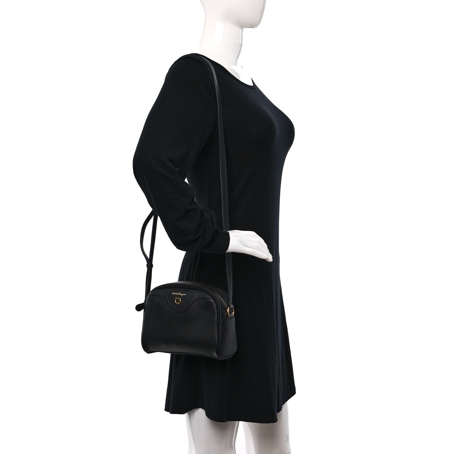 Salvatore Ferragamo Calfskin Travel Camera Crossbody Bag Black 2 of 13