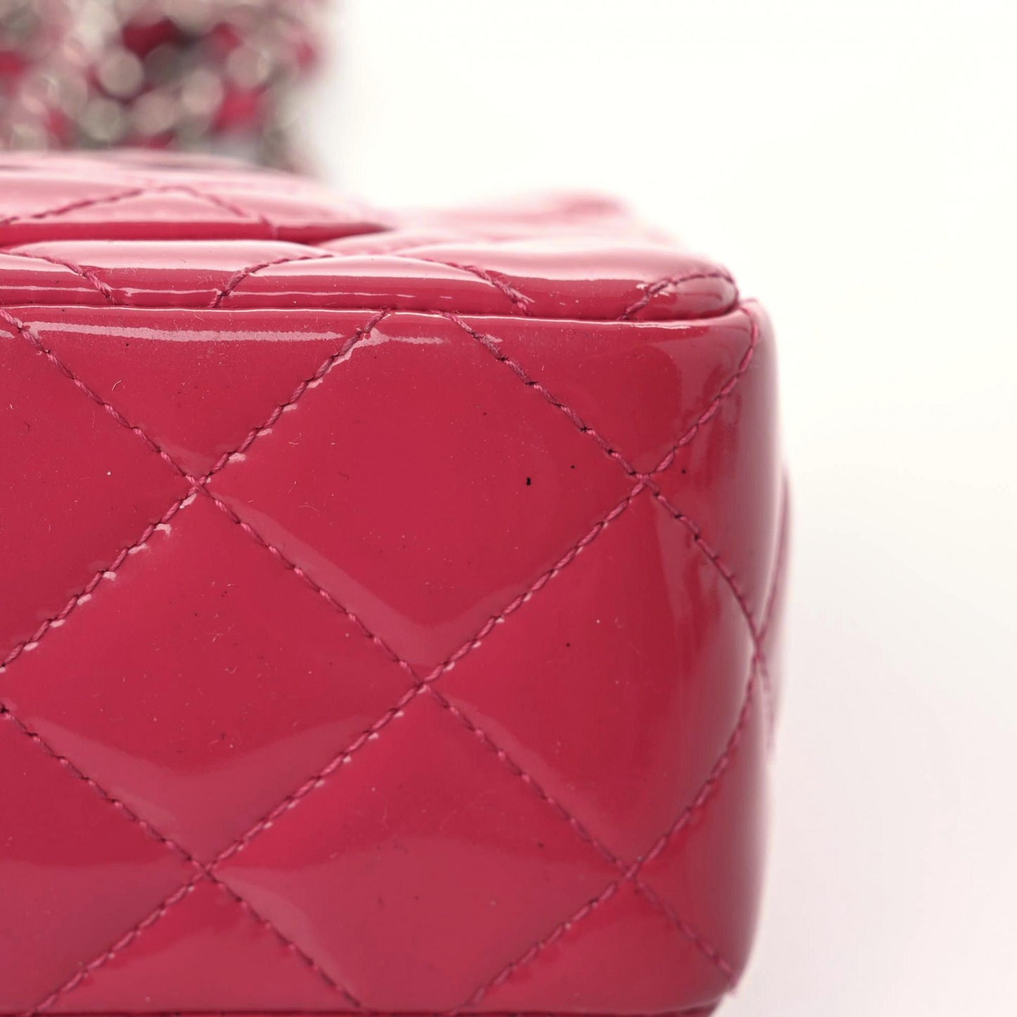 Patent Calfskin Quilted Mini Rectangular Flap Pink