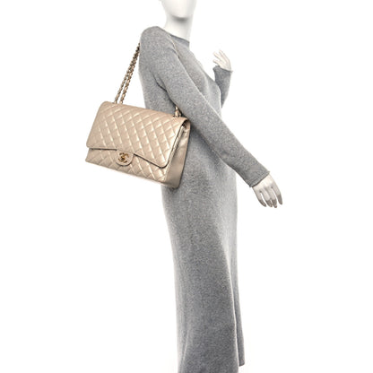 Chanel Iridescent Caviar Quilted Maxi Double Flap Beige 2 of 10