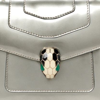 Bulgari Metallic Calfskin Serpenti Forever Top Handle Silver 8 of 10