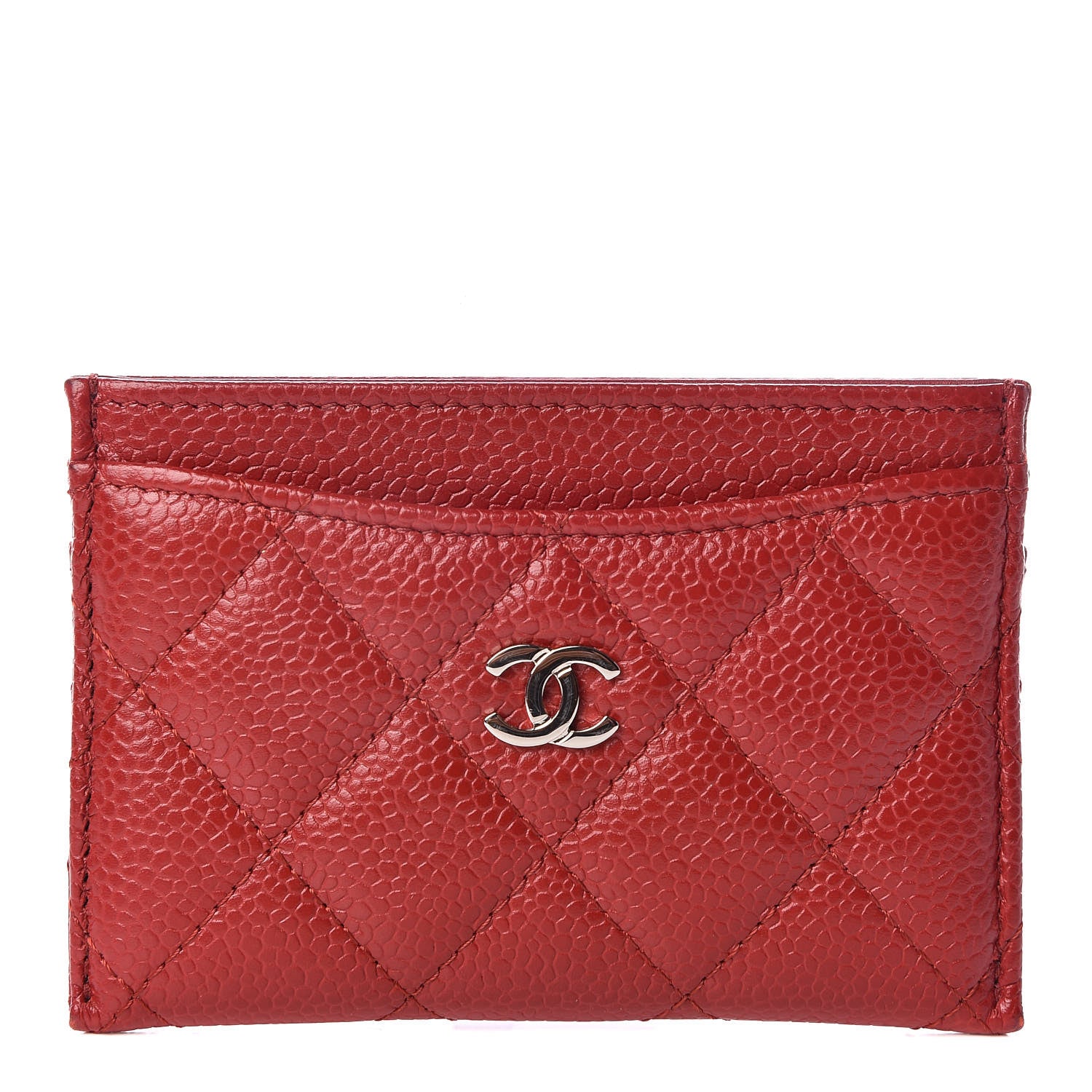 Chanel Caviar Quilted Card Holder Dark Red 1 of 9