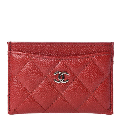 Chanel Caviar Quilted Card Holder Dark Red 1 of 9