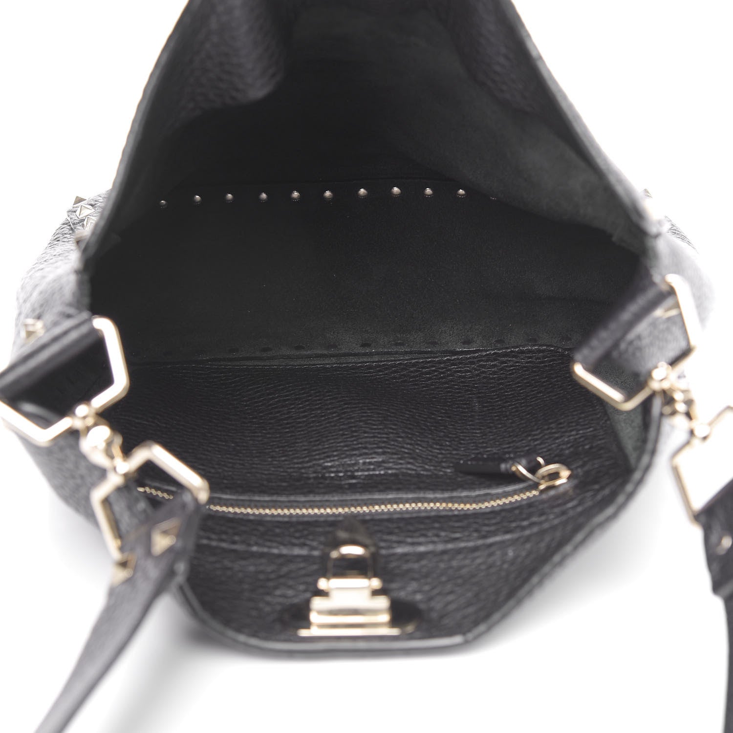 Valentino Garavani Pebbled Calfskin Small Rockstud Flip-Lock Messenger Bag Black 5 of 9