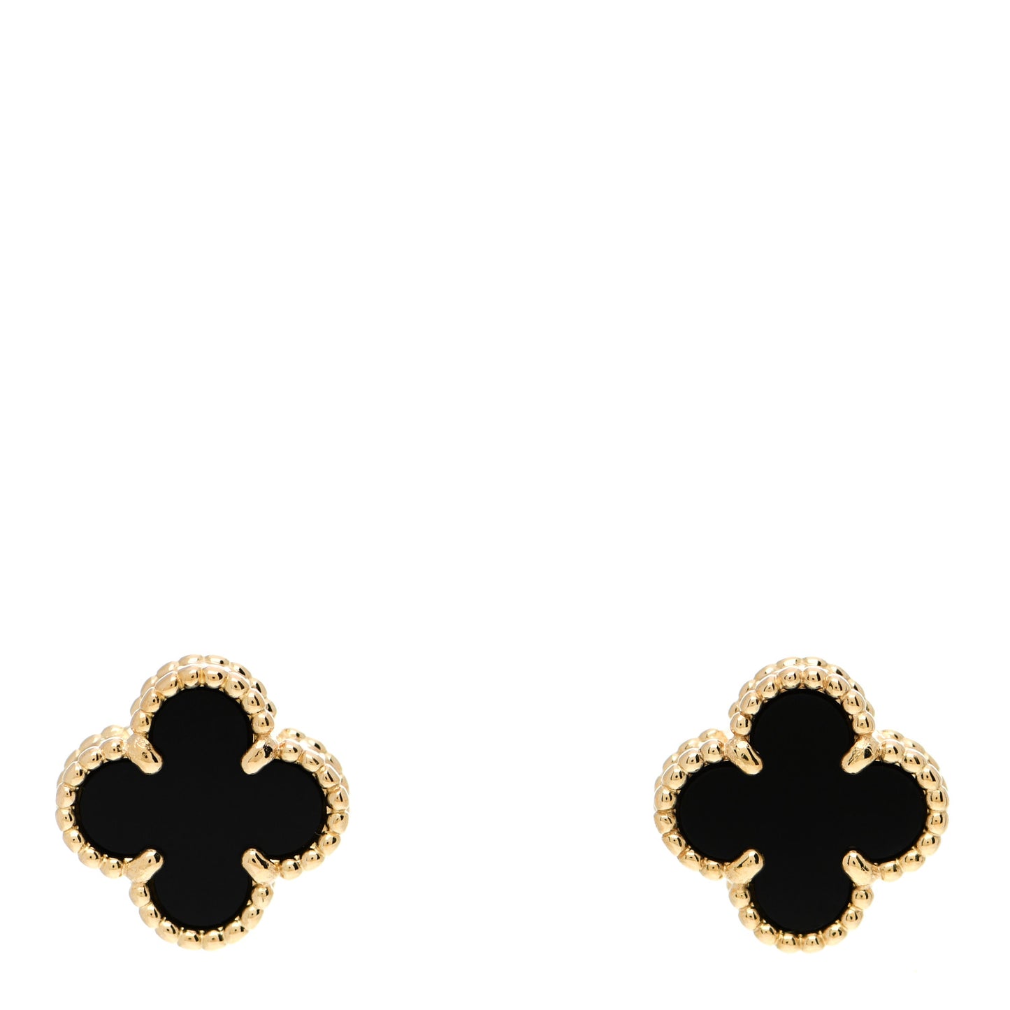18K Yellow Gold Black Onyx Sweet Alhambra Earrings
