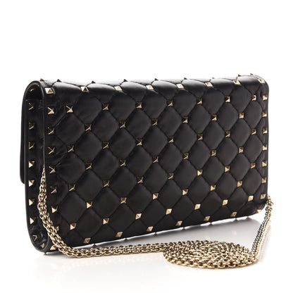 Valentino Garavani Lambskin Rockstud Spike Wallet on Chain Black 3 of 10