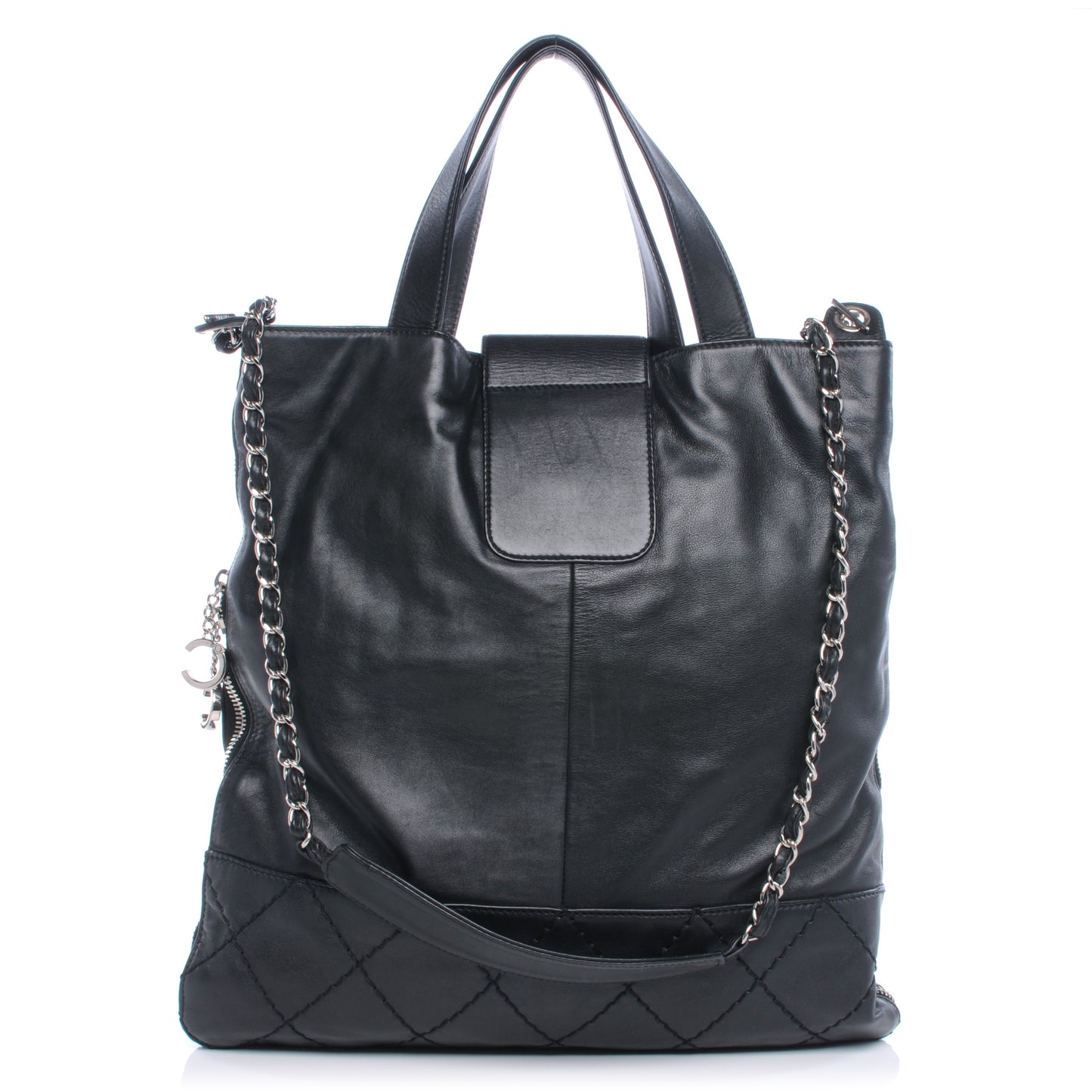 Calfskin Expandable Large Messenger Black