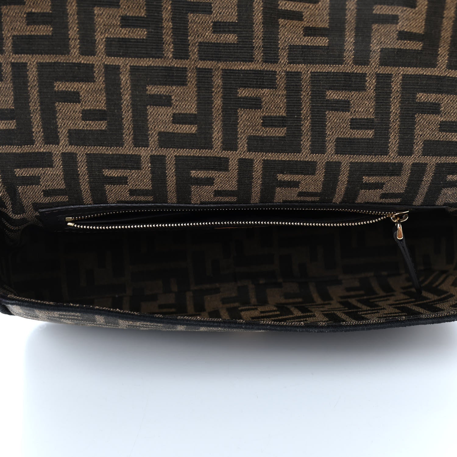 Fendi Fabric Jacquard FF 1974 Medium Baguette Tobacco Moro Black 4 of 4