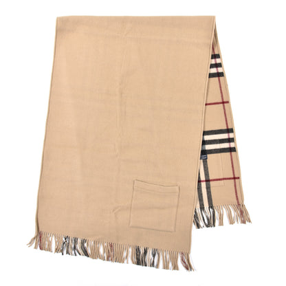 Burberry Merino Wool Cashmere Giant Check Helene Pocket Stole Natural 2 of 5