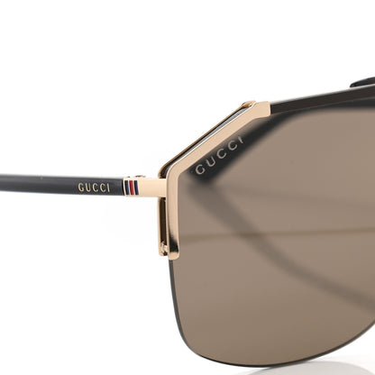 Gucci Metal Rimless Square Sunglasses GG0291S Brown Gold 5 of 8