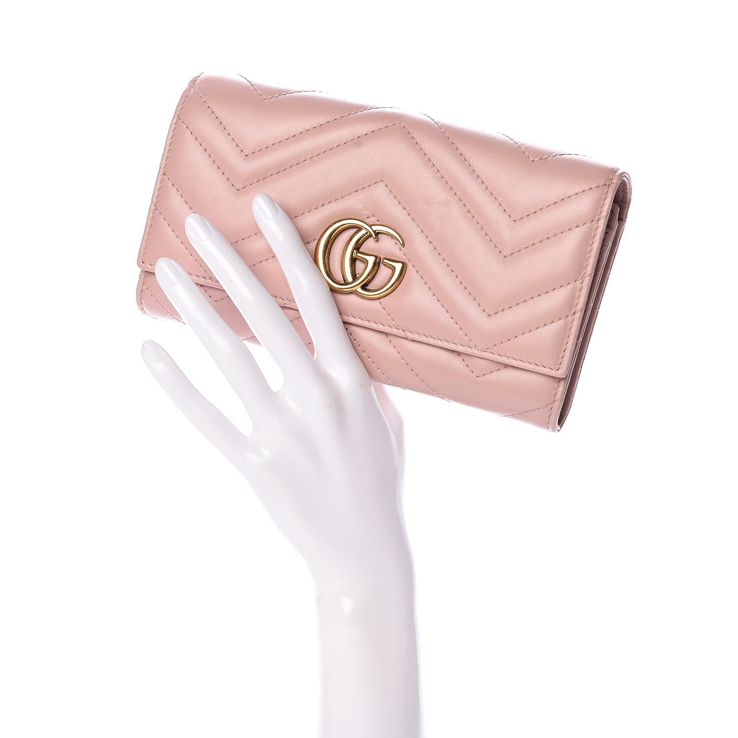 Gucci Calfskin Matelasse GG Marmont Continental Wallet Perfect Pink 2 of 7