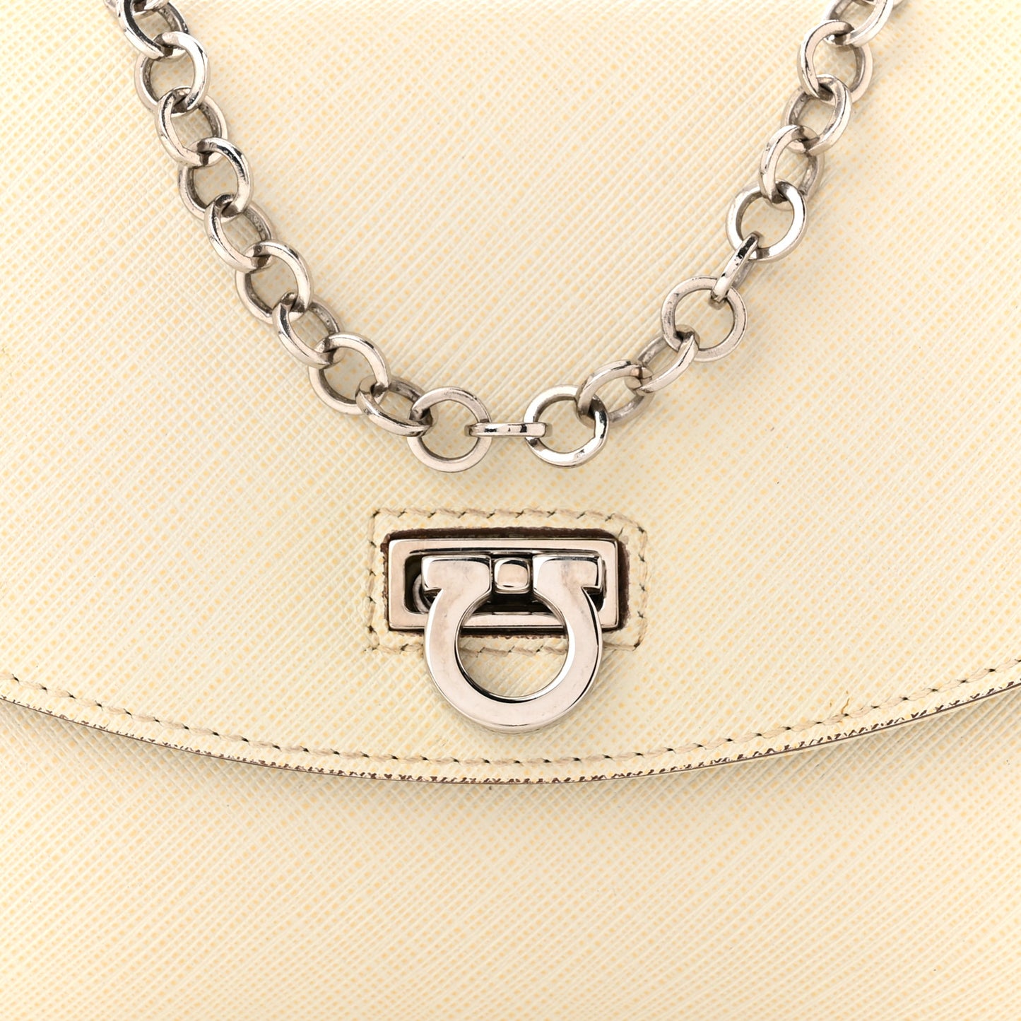 Saffiano Gancio Chain Flap White